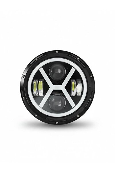 GÜMRÜK BEY 7 inç LED Far Melek Gözü Beyaz + Amber Motosiklet 18 cm