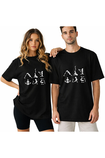 Kidilia Yoga Pilates Unisex Crew Neck Design Tshirt with Skeleton Image