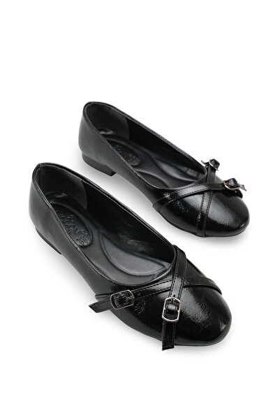 Riccon حذاء باليه نسائي 001202 أسود ريفي