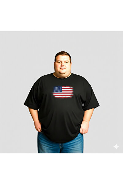 sngl Men's Large Size Short Sleeve America Flag Printed T-Shirt 3XL 4XL 5XL 6...