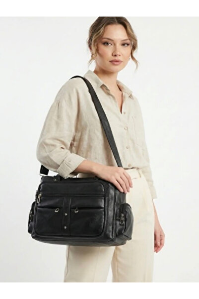 HSR Women's Black Native Washed Leather Shoulder Crossbody Bag