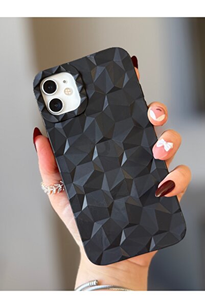 MİRAZ TASARIM Iphone 11 3d geometric detail black silicone case