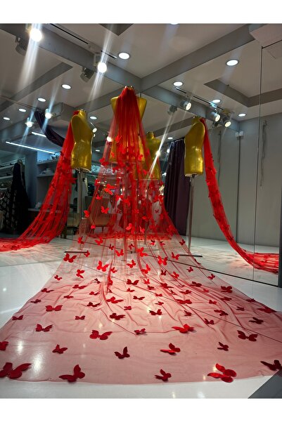 sanem moda ÜÇ BOYUTLU KELEBEKLİ UZUN KINA NİŞAN DIŞ ÇEKİM DUVAĞI GELİN AKSESU...