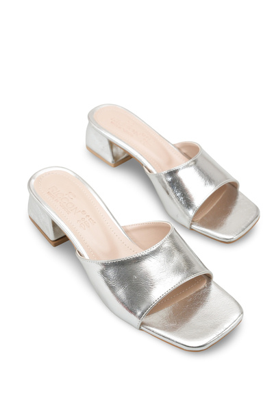 Riccon Women's Heeled Slippers 0012203 Silver Rustic