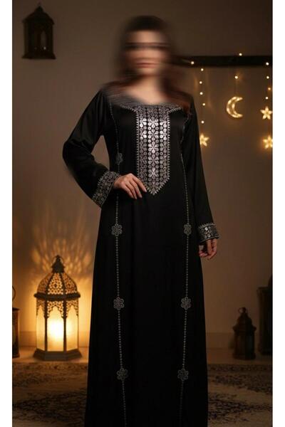 ISHRAQAT AL-AMAL Elegant embroidered dresses with long sleeves and a drawstri...