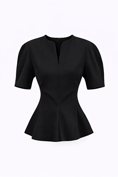 HAZELANNA cambrat în talie Bluză neagră