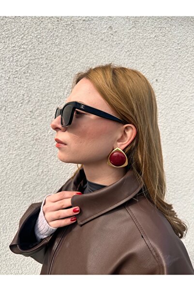 Charmist Steel Triangle Burgundy Arya Earrings