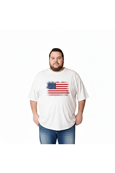 sngl Men's Large Size Short Sleeve America Flag Printed T-Shirt 3XL 4XL 5XL 6...