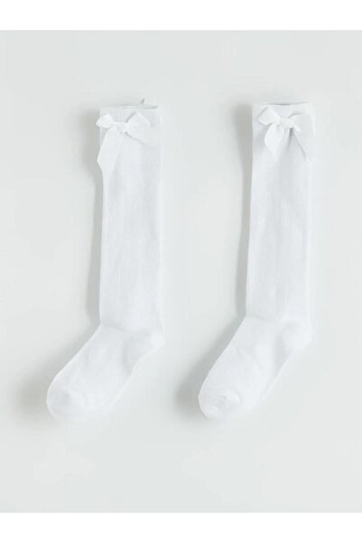 LC Waikiki Бели момичешки чорапи до коляното, 2 броя (S6)
