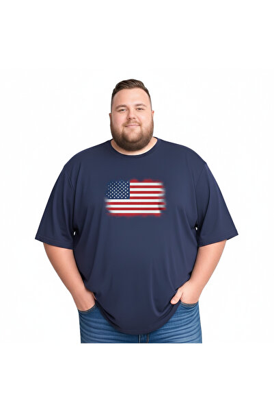 sngl Men's Large Size Short Sleeve America Flag Printed T-Shirt 3XL 4XL 5XL 6...