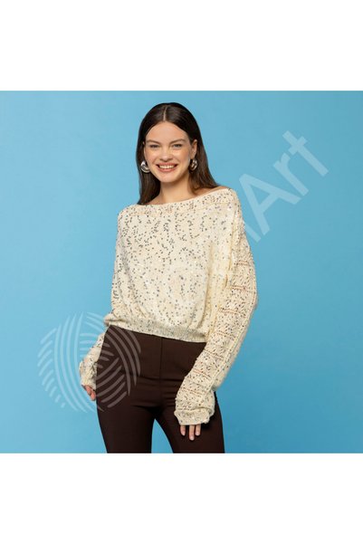 Yarnart Bumbac cu paiete aurii 82% Bumbac 18% Poliester – 50 g 140 m Fir de tricotat cu paiete-7102-1 BUC