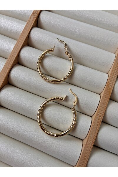 ARİ TAKI Thin Gold Laser Steel Hoop Earring