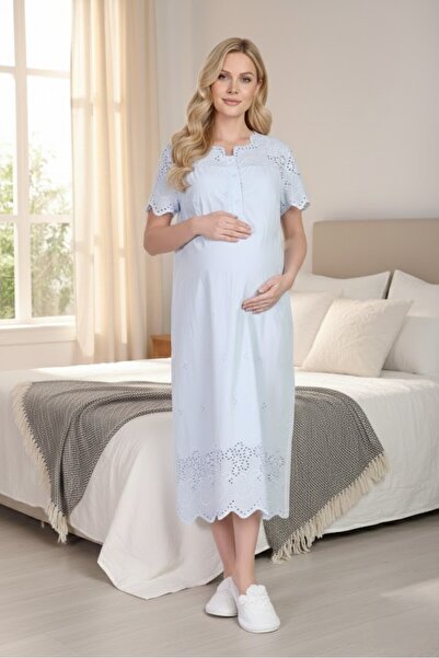 PREGNANT WORLD قميص نوم للحوامل من القطن بنسبة 100% بأكمام قصيرة من New Seaso...