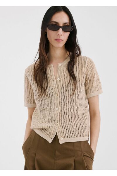 MANGO Woman Kısa kollu ajur örgü hırka