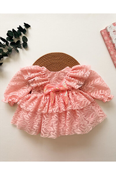 daisybelluna LOLA Dantel Detaylı Pembe Kız Çocuk Bebek Özel Gün Elbise