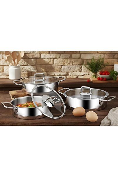 Özkent Lotus Stainless Steel Pot Set 18-20-22 cm