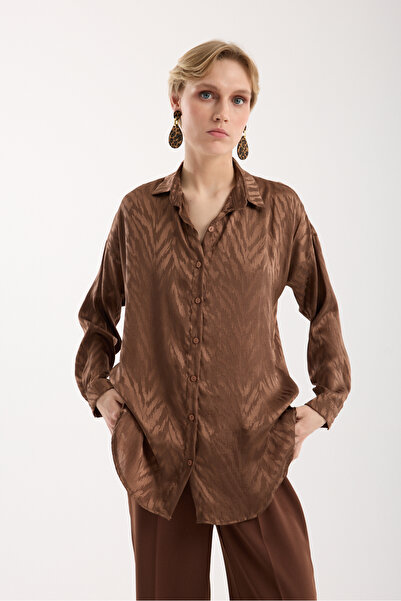 Moda Days Low Sleeve Satin Jacquard Shirt