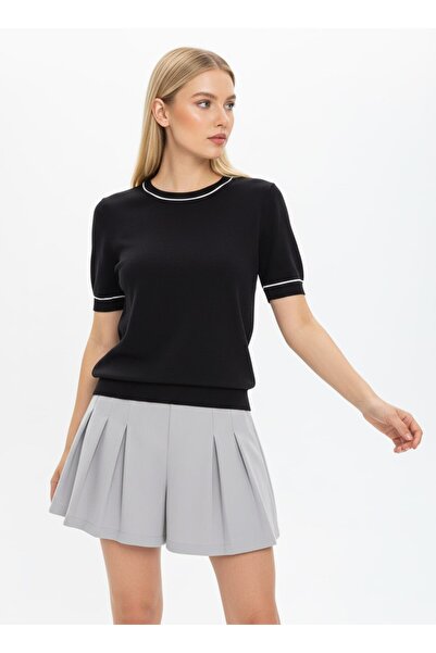 Noi Belis Basic Soft Textured Short Sleeve Knitwear Blouse Ss26Bz0019