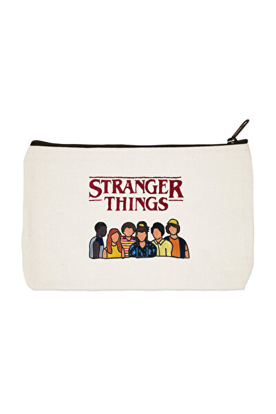 özgürce Renkli Stranger Things baskılı çok fonksiyonlu bez çanta, makyaj ve k...