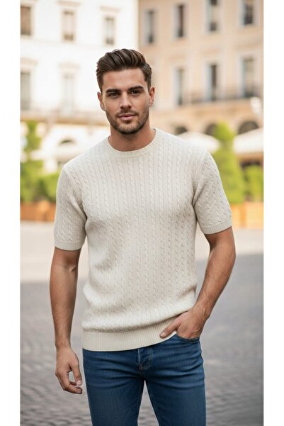 JAKC WAYS Sweat-Proof Ecru Crew Neck Knitwear T-Shirt