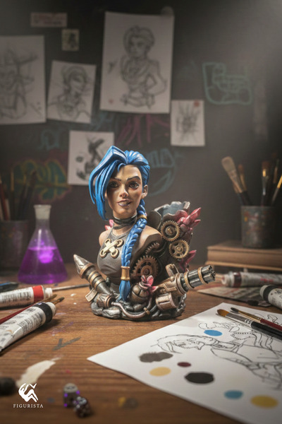 Figurista League Of Legends - Jinx Büst Kalemlik – 16K UHD Resin Baskı El Boy...