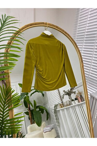 onix Lisa Draped Blouse in Oil Green
