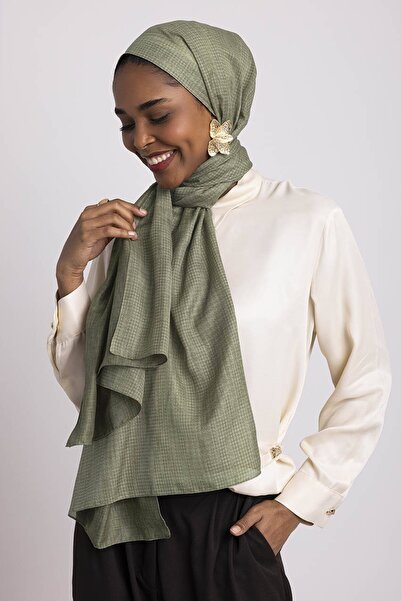 Ayshara Aura Monogram Patterned Double-Sided Shawl - Green