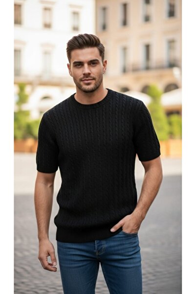 JAKC WAYS Sweat-Proof Black Crew Neck Knitwear T-Shirt