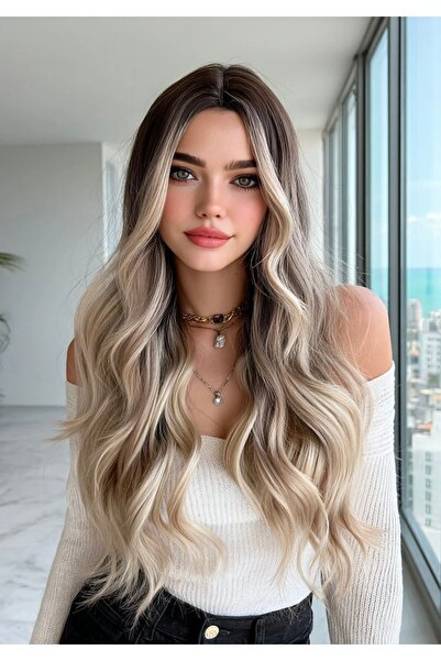 Makromehome Luxury Vip Seri 2026 Model Siyah Platin Ombreli Perçemsiz Peruk