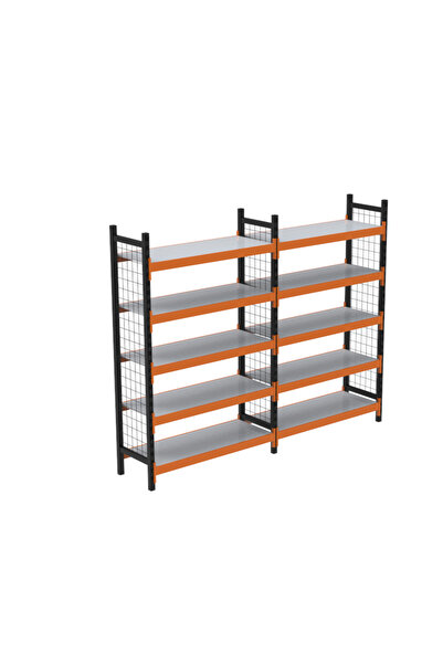 RafBurada 5 Katlı Duble Dekoratif Midi Rack - Ekonomik Depo,Arşiv, Kiler Rafı...