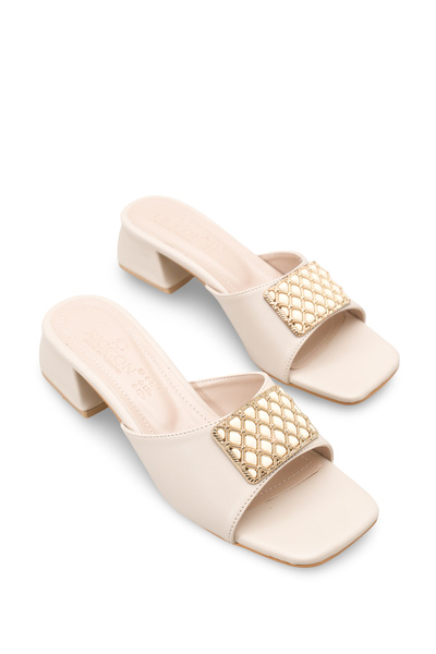 Riccon Women's Heeled Slippers 0012204 Beige