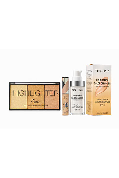 TLM Ten Perfect – Fond de Ten Color Changing SPF 15 + Paletă Highlighter 3 Cu...