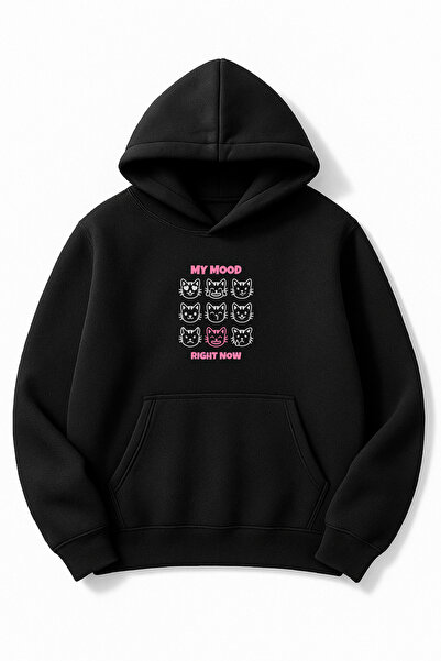 Altair Tr Oversize Unisex My Mood Right Now Printed Hooded Sweatshirt