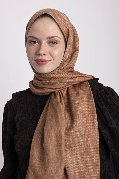 Ayshara Aura Monogram Patterned Double-Sided Shawl - Cinnamon