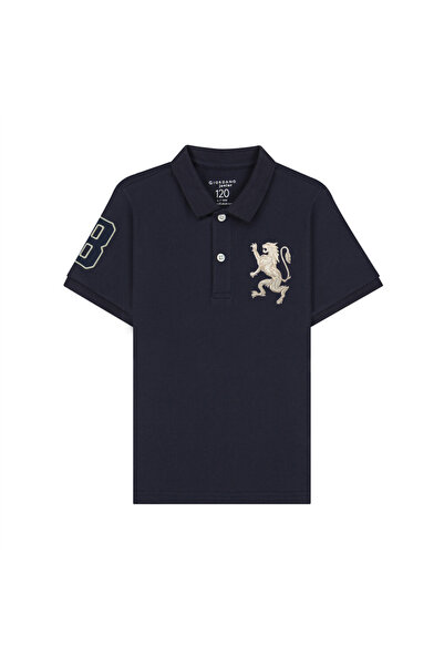 Giordano Kids’ Slim Fit Lion Embroidered Cotton Polo