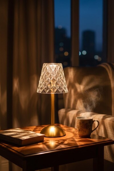 Buffer ® Uzun Klasik Şeffaf Baklava Model LED Masa Lambası – Dokunmatik, 3 Re...