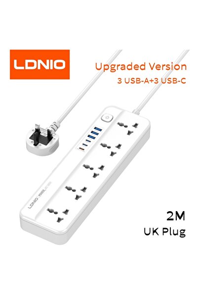Choice4 شريط طاقة LDNIO بـ 6 منافذ USB وقابس بريطاني مع 4 منافذ USB قابلة للط...
