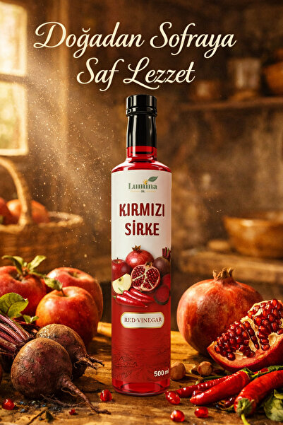 LUMİNAOİL Kırmızı Sirke 500 ML %100 Doğal Fermantasyon, Katkısız, Cam Şişe