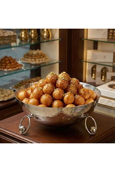 Generic Silver Stainless Steel Serving Bowl with Round Bases