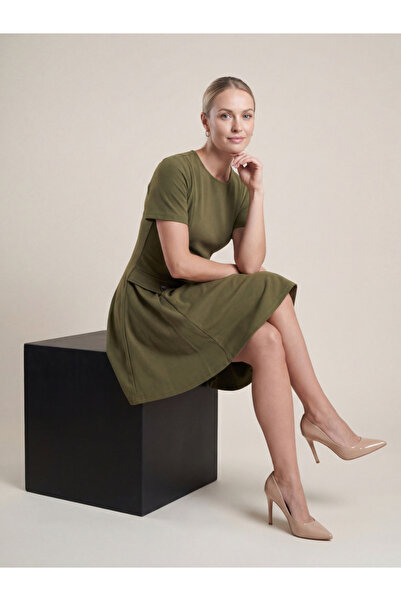 Mish By Styli Olive Short Sleeve A-Line Mini Dress