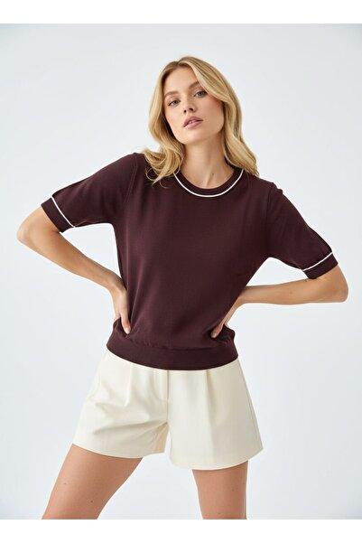 Noi Belis Basic Soft Textured Short Sleeve Knitwear Blouse Ss26Bz0019