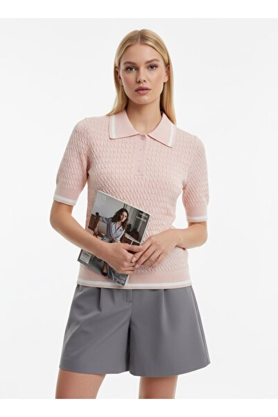 Noi Belis Polo Collar Hair Braided Knitwear Blouse Ss26Bz0018