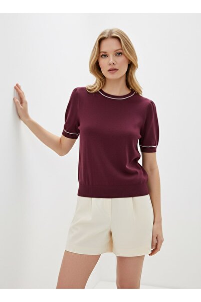 Noi Belis Basic Soft Textured Short Sleeve Knitwear Blouse Ss26Bz0019