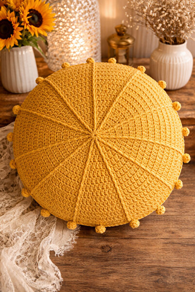 Günebakan Handmade Pillow "Hanım Evi Kırlent" - Mustard Yellow