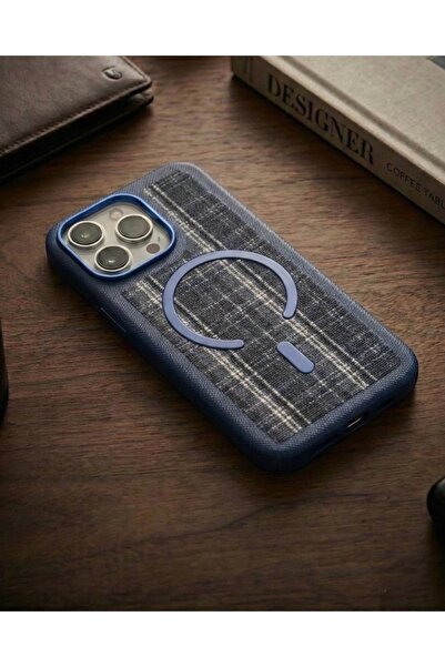 KILIF HOUSE iPhone 17 Pro Max Compatible Metal Framed Plaid Striped Magsafe S...