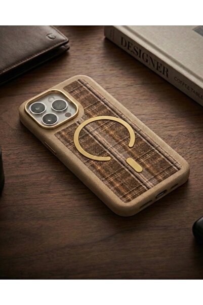 KILIF HOUSE iPhone 17 Pro Max Compatible Metal Framed Plaid Striped Magsafe S...