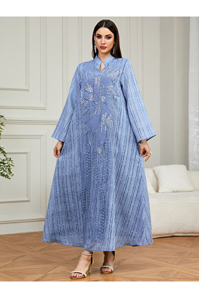 Take Two By Styli Blue Sequin Embellished A-Line Jalabiya