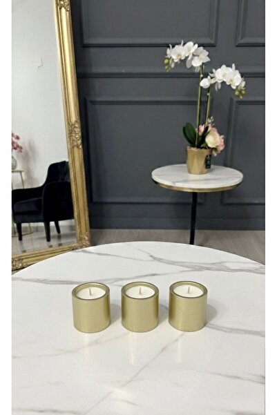 BalibeeCandle BalibeecandleHandmade 3lü Gold Dekoratif Mum seti