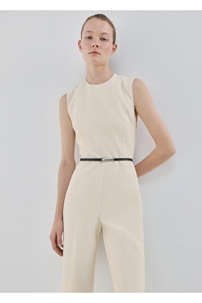 MANGO Woman Açık sırt detaylı kemerli tulum