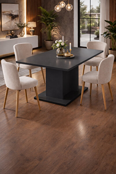 258 MoLife Vion Mutfak Masası 4 Kişilik Yemek Masası Cafe Masası Balkon Masas...